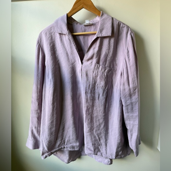 J. Jill Tops - J JILL Lilac Purple Split V Neck Modal Roll Tab Popover Blouse Tunic‎ Baggy XL